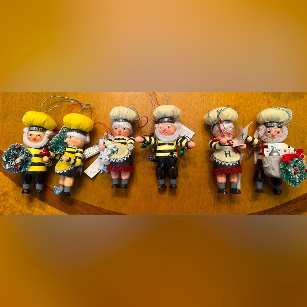 COPY - 6 Hershey's Collectibles Baker Christmas Ornaments, 4”
